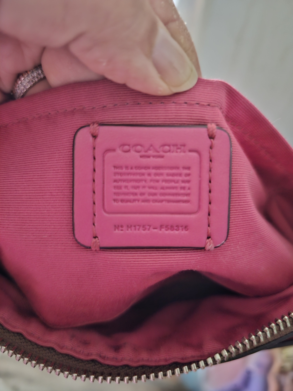 COACH Signature Canvas Brown Crossbody with Pink Strap - Picture 3 of 4